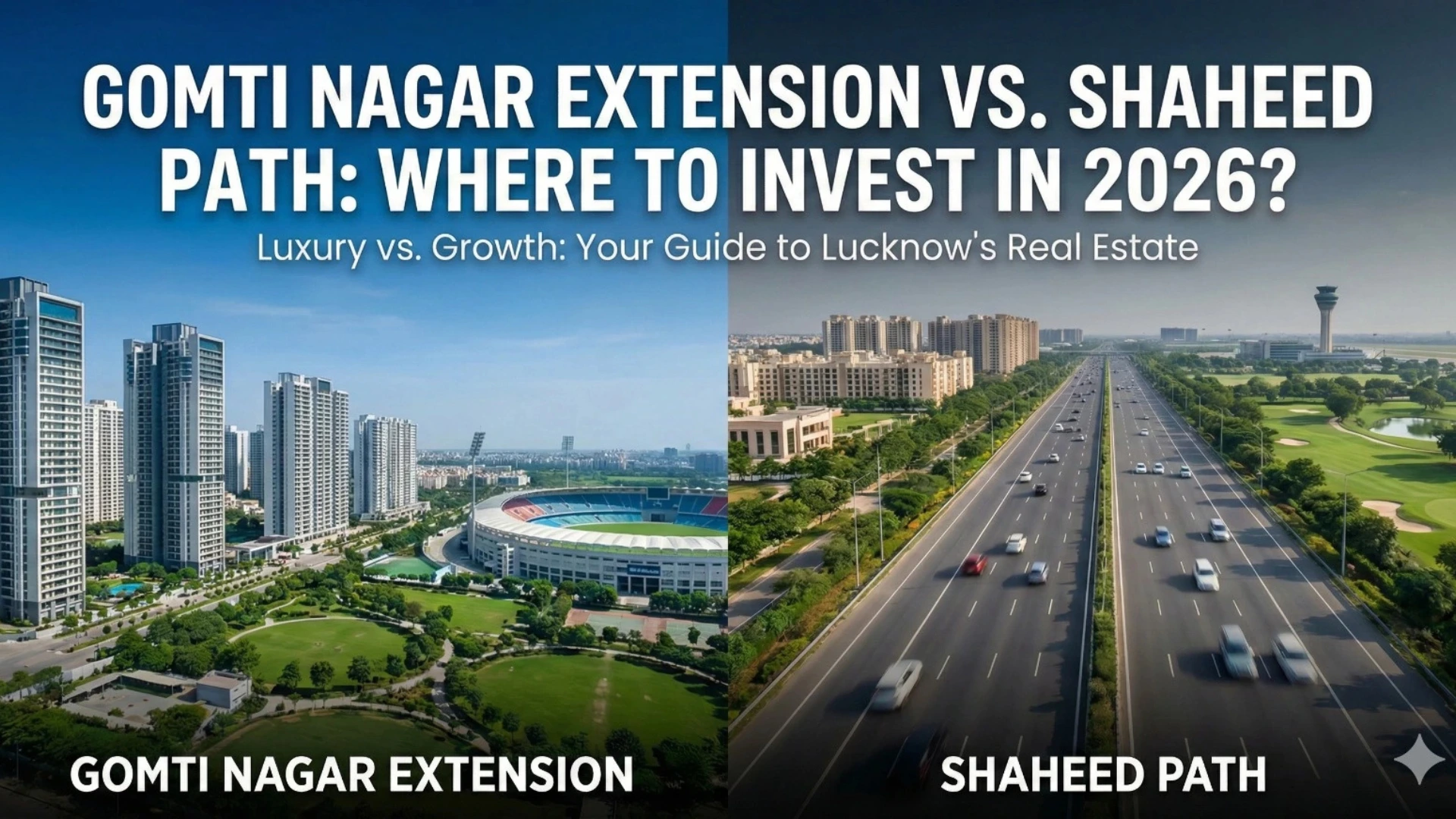 Gomti Nagar Extension vs Shaheed Path investment 2026 skyline analysis