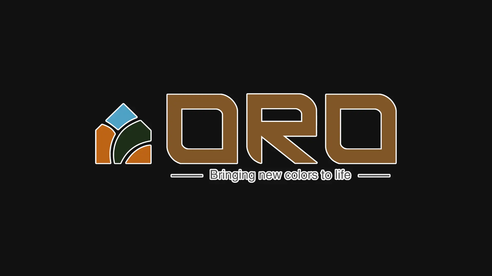 ORO logo featuring a colorful geometric roof emblem and gold ORO text with tagline Bringing new colors to life.